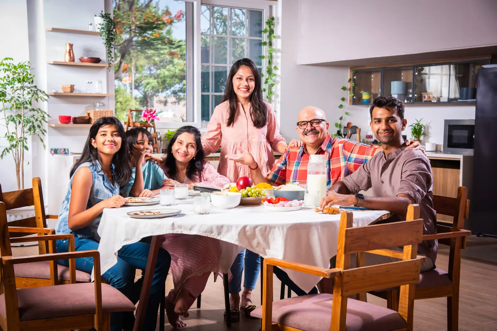 Family sharing a meal together
